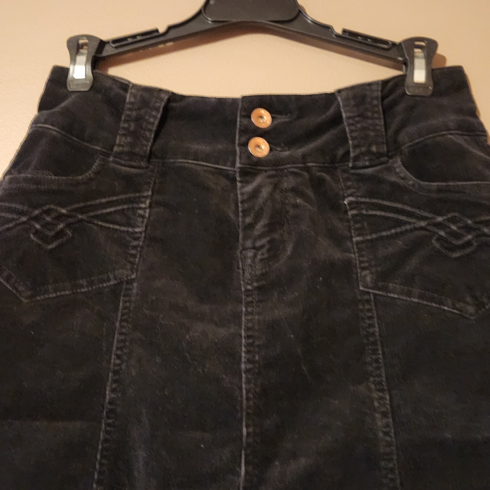 Rewind Black A-Line Corduroy Knee-Length Skirt Sz 5 EUC Countrycore - Picture 2 of 11